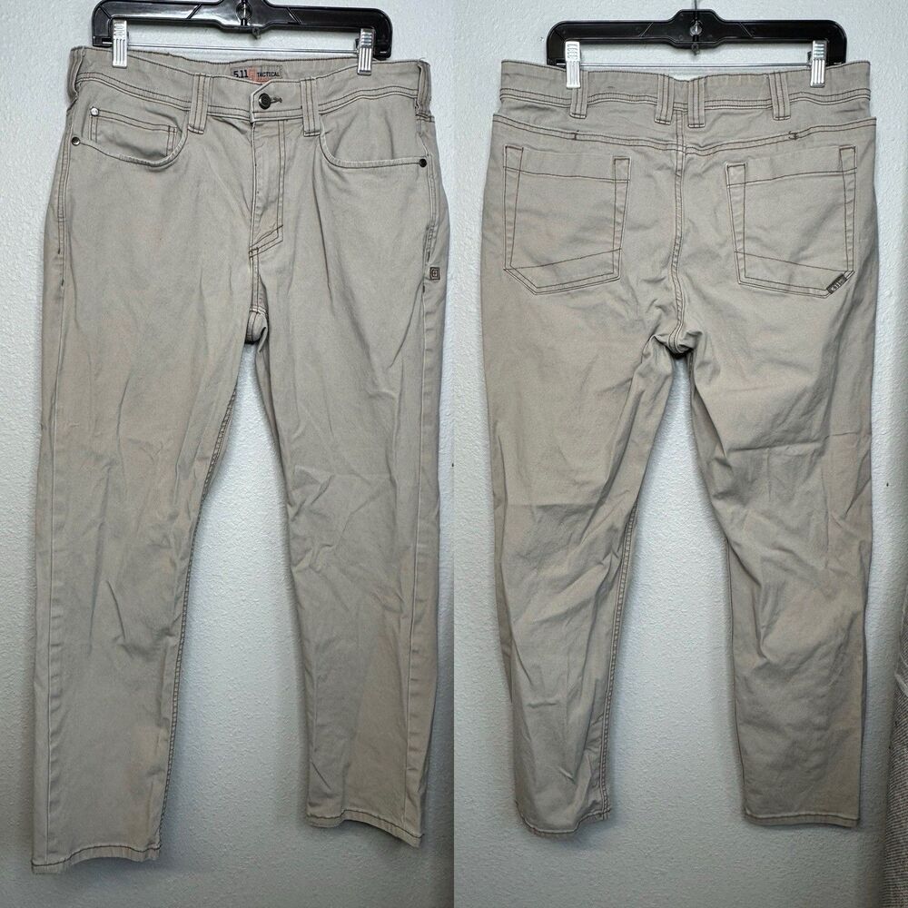 5.11 Tactical Pants Mens 38x36  Tan Khaki Elastic Waist Canvas Cargo